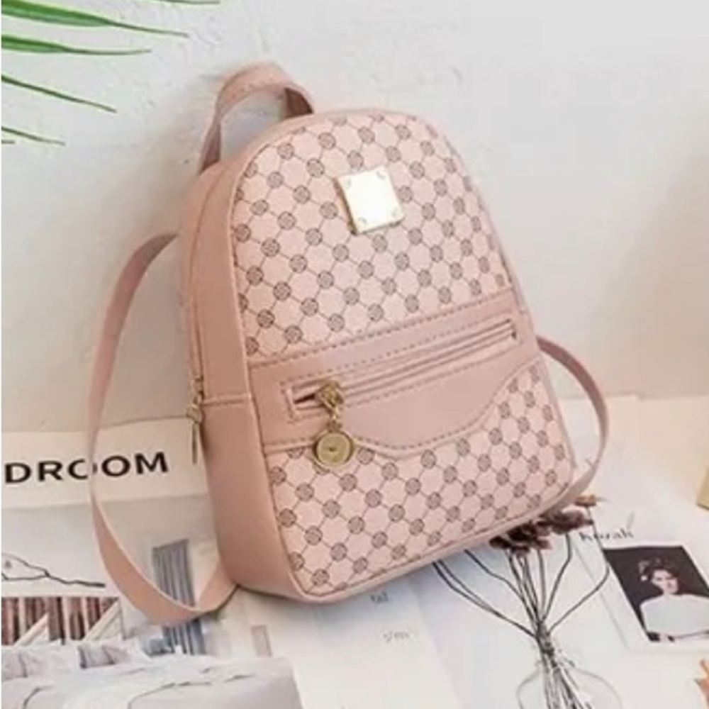 Pink Checkered Fashion Backpack